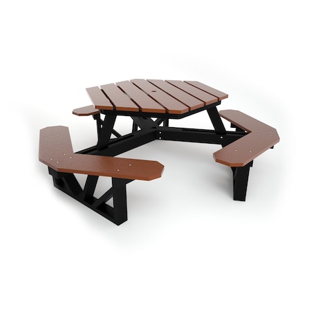 Frog Furnishings Brown 6' HEX Table with Black Frame PB 6HEXBRO